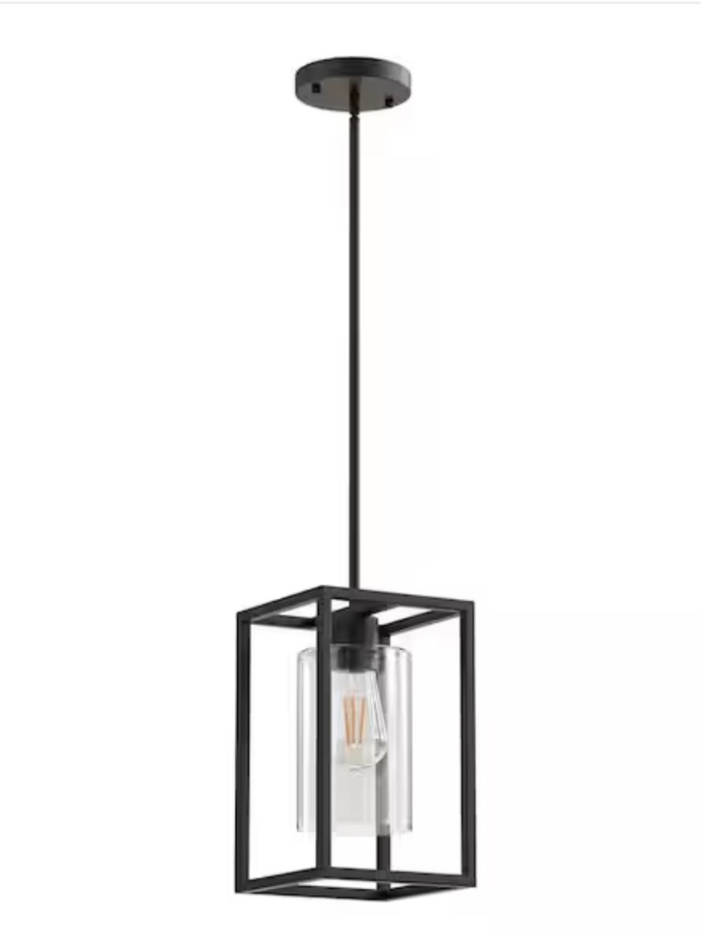 New Black Metal Cage Pendant Light with Clear Glass Shade